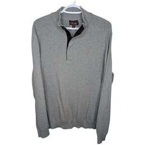 Tasso Elba Suprema Cotton Mens XL Gray Knit Pullover Sweater 1/4 zip